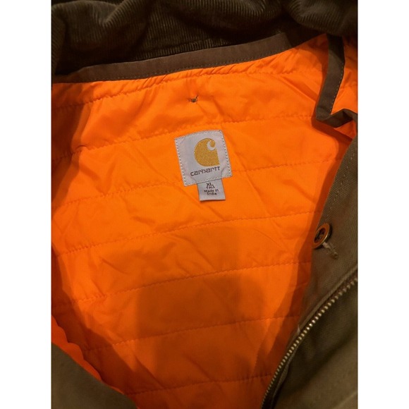 CARHARTT Field Jacket Mens Waterproof Lined Swing Canvas Chore Coat Brown XL - Picture 2 of 5